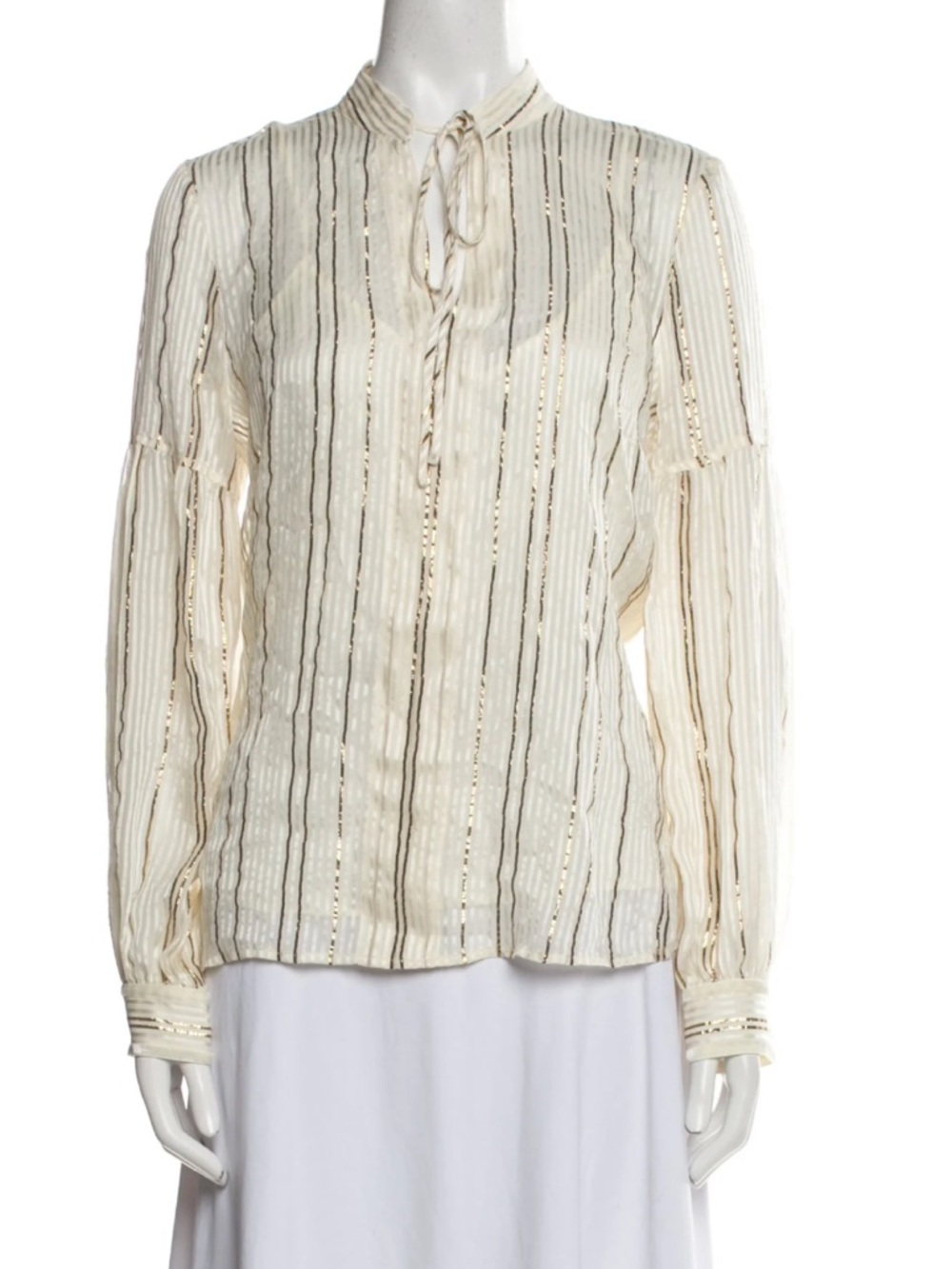 Derek Lam 10 Crosby Silk Striped Button Up Top